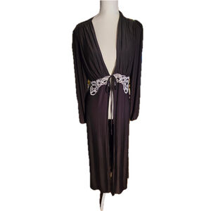 Dark Coquette Black Maxi Duster Gothic Lace Drapey M Robe